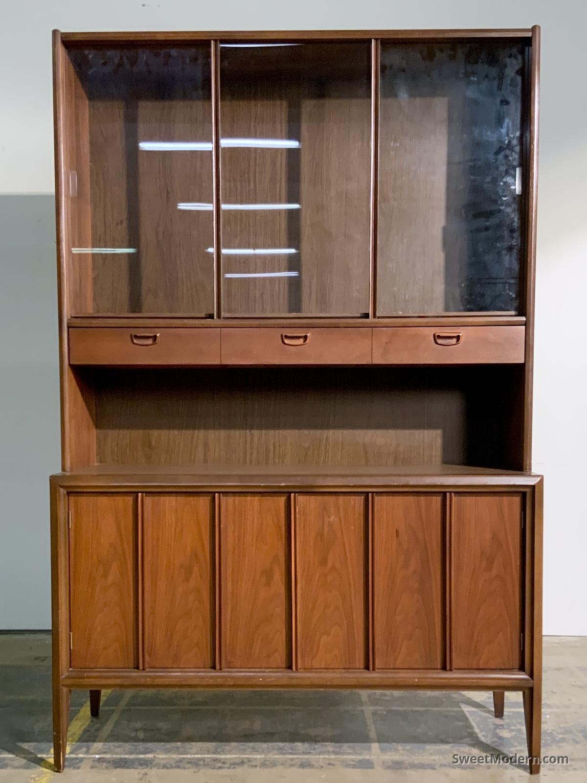 China Hutch | Floating Drawer Trio | Walnut MCM China Hutch