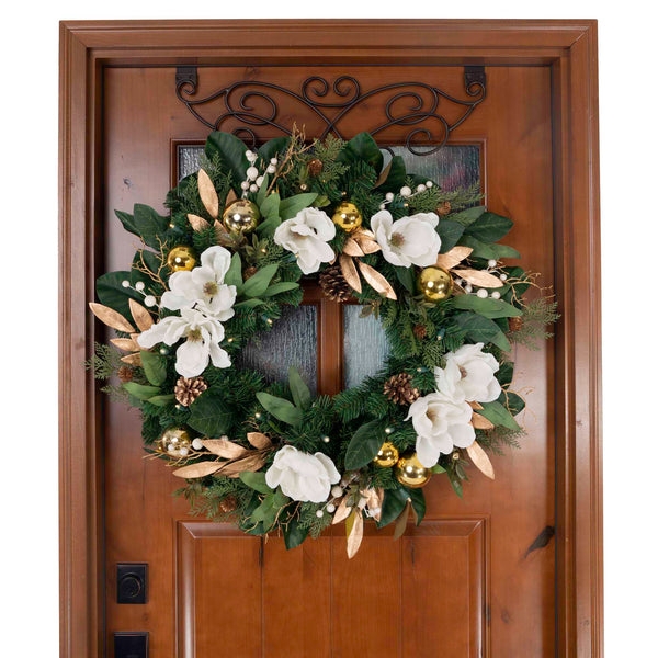 Christmas Wreath with Pre Lit Design and Gold Accents