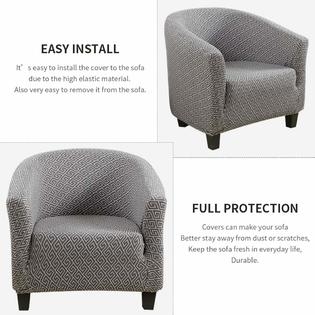 Club Chair Slipcover: Gray Greek Key Pattern Geometric Wrap