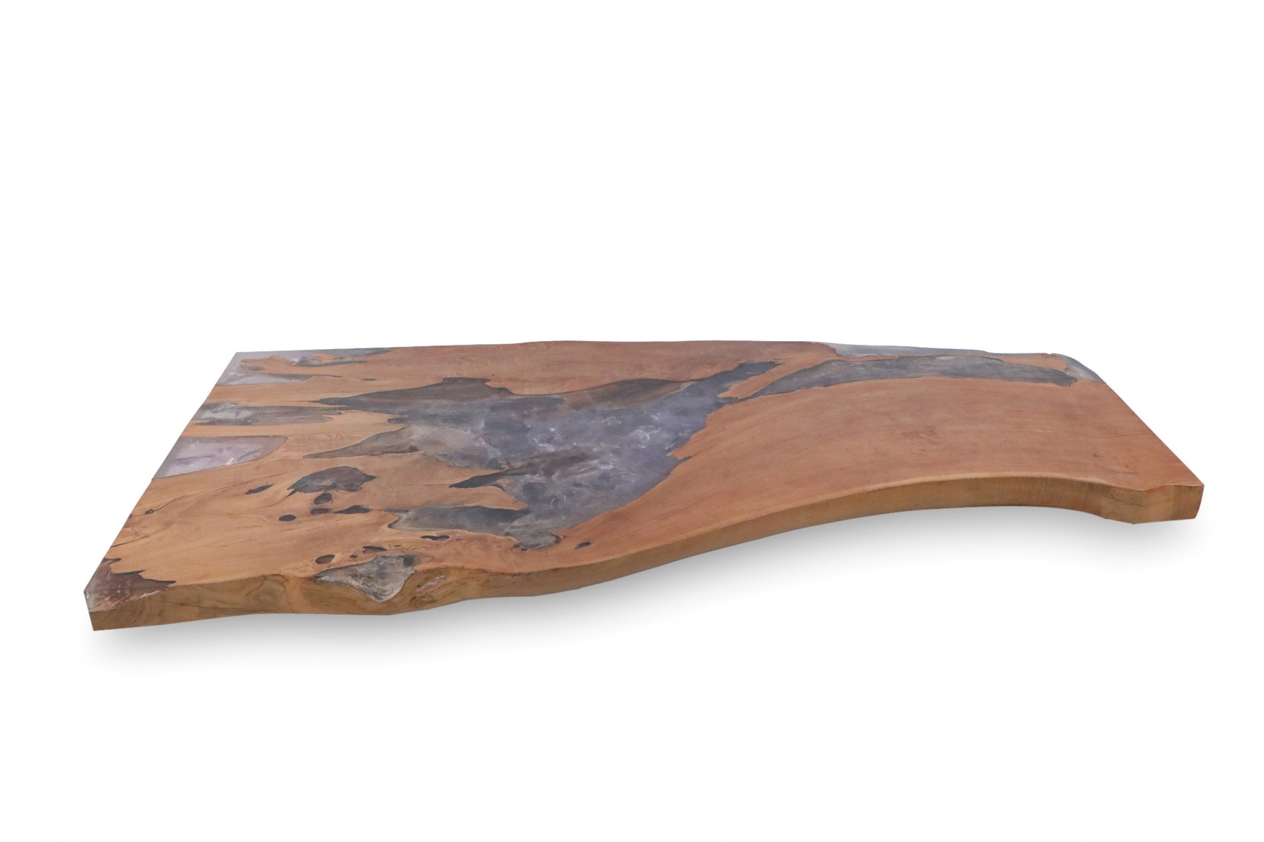 Coffee Table: Amethyst Resin Poured Wood Organic Shape