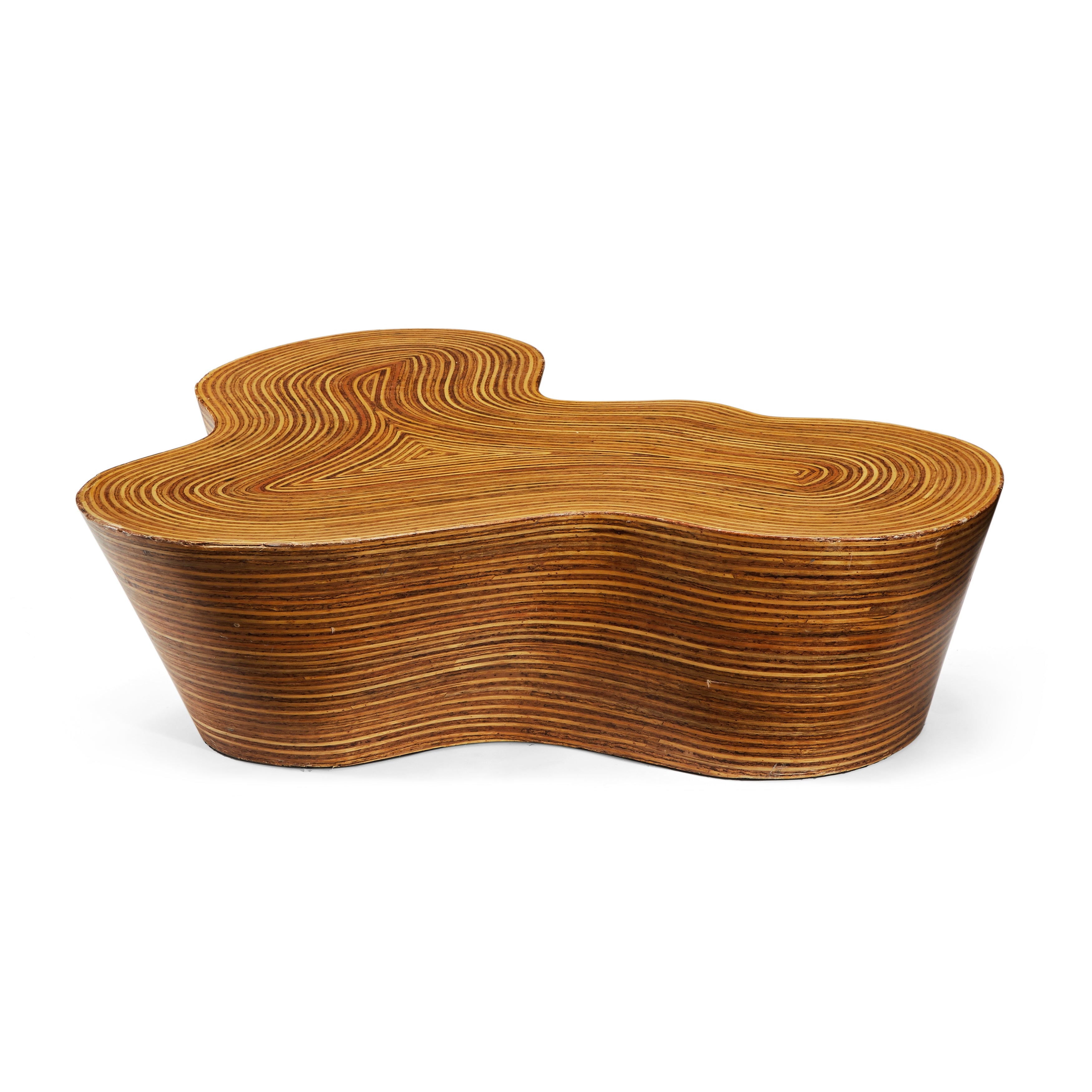 Coffee Table: Concentric Grain Plywood Biomorphic Design