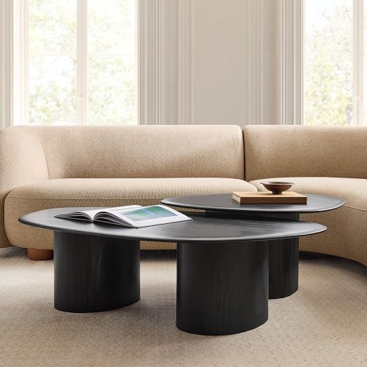 Coffee Table: Dark Walnut Nesting Tables Modular Design