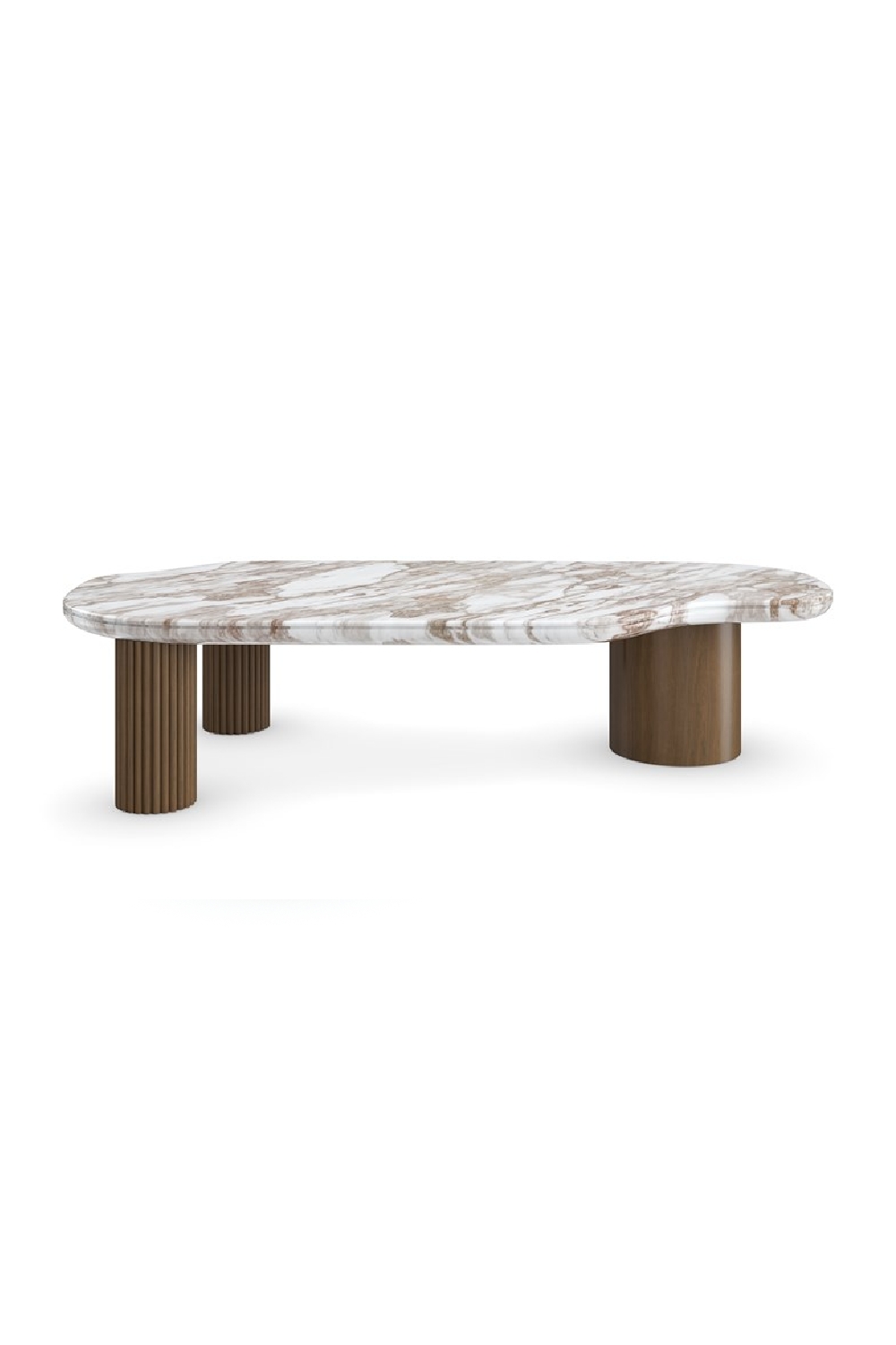 Coffee Table: Fluted Cylindrical Legs Organic Stone Top