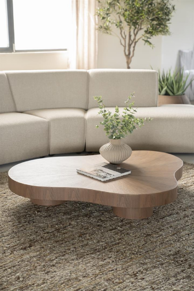 Coffee Table: Low Profile Walnut Organic Shape Table