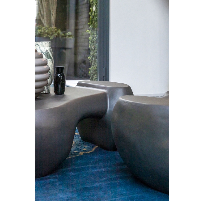 Coffee Table: Matte Charcoal Grey Monolithic Silhouette
