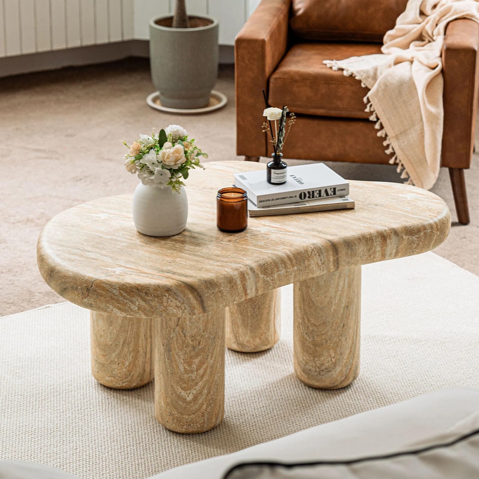 Coffee Table: Organic Cloud Shape With Veined Pattern