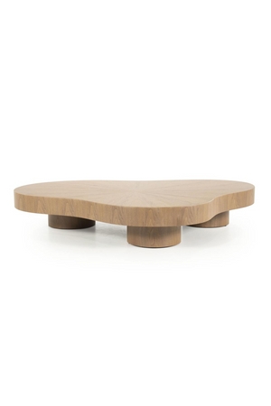 Coffee Table: Sunburst Grain Wood Organic Shape Design