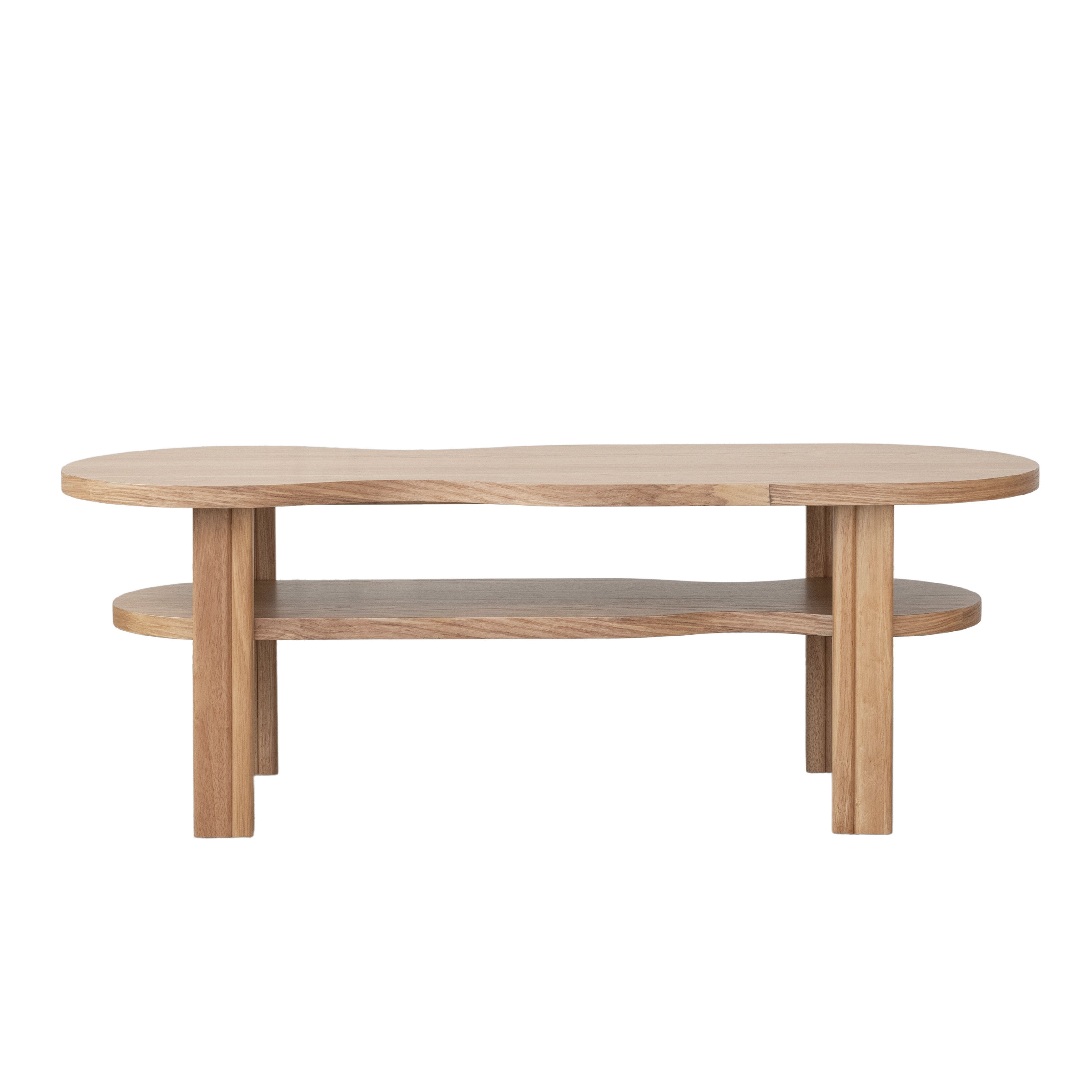 Coffee Table: Two-Tier Wood Table With Organic Lower Shelf