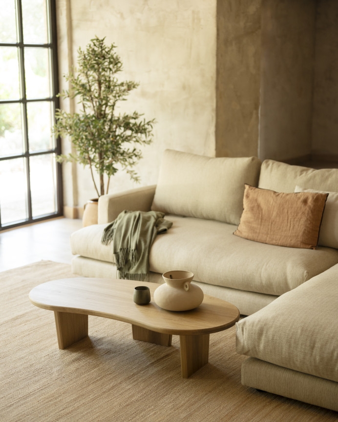 Coffee Table: Wide Slab Legs Organic Shaped Wood Table