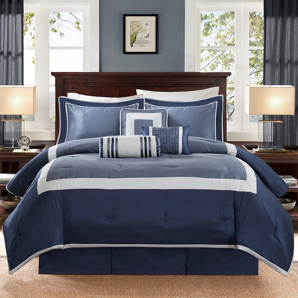 Comforter Set Indigo Color Block Marine Color Block Bedding