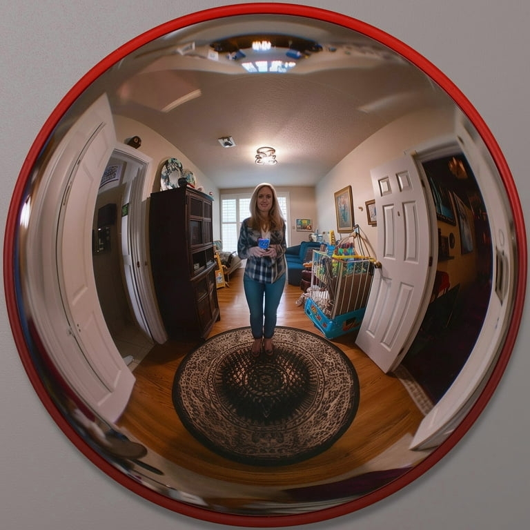 Convex Mirror Red Safety Rim Wide Angle Dome Mirror