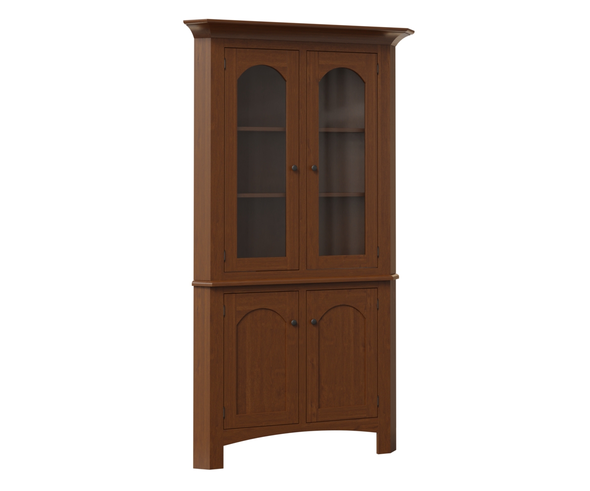 Corner Hutch: Traditional Wood Display Hutch and Silhouette