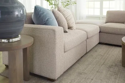 Corner Sofa in Textured Oatmeal Performance Fabric Design