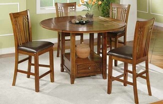 Counter Height Dining Set with Granite Lazy Susan Storage Table