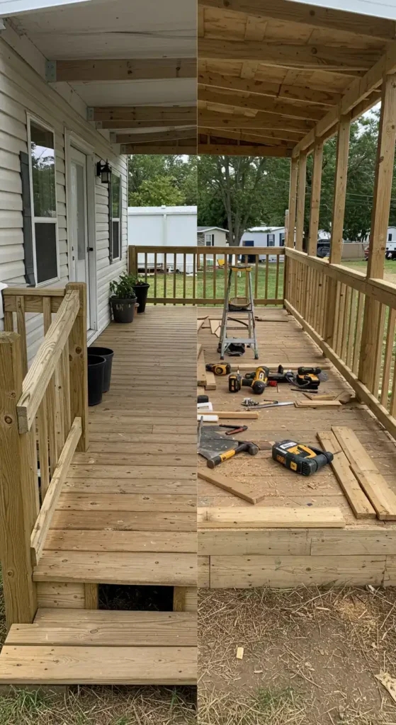 Covered Porch Covered Wooden Deck Ideas Kit