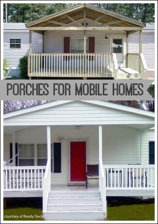 Covered Porch Elevated Deck and Gabled Roof Design