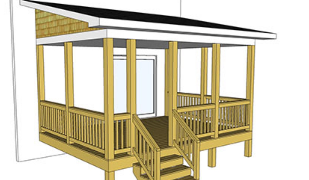 Covered Porch Shed Roof Design with Cedar Accents