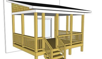 Covered Porch Shed Roof Design with Cedar Accents