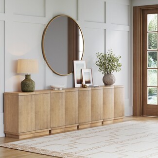 Credenza with Vertical Fluting and Curved Modular Edges