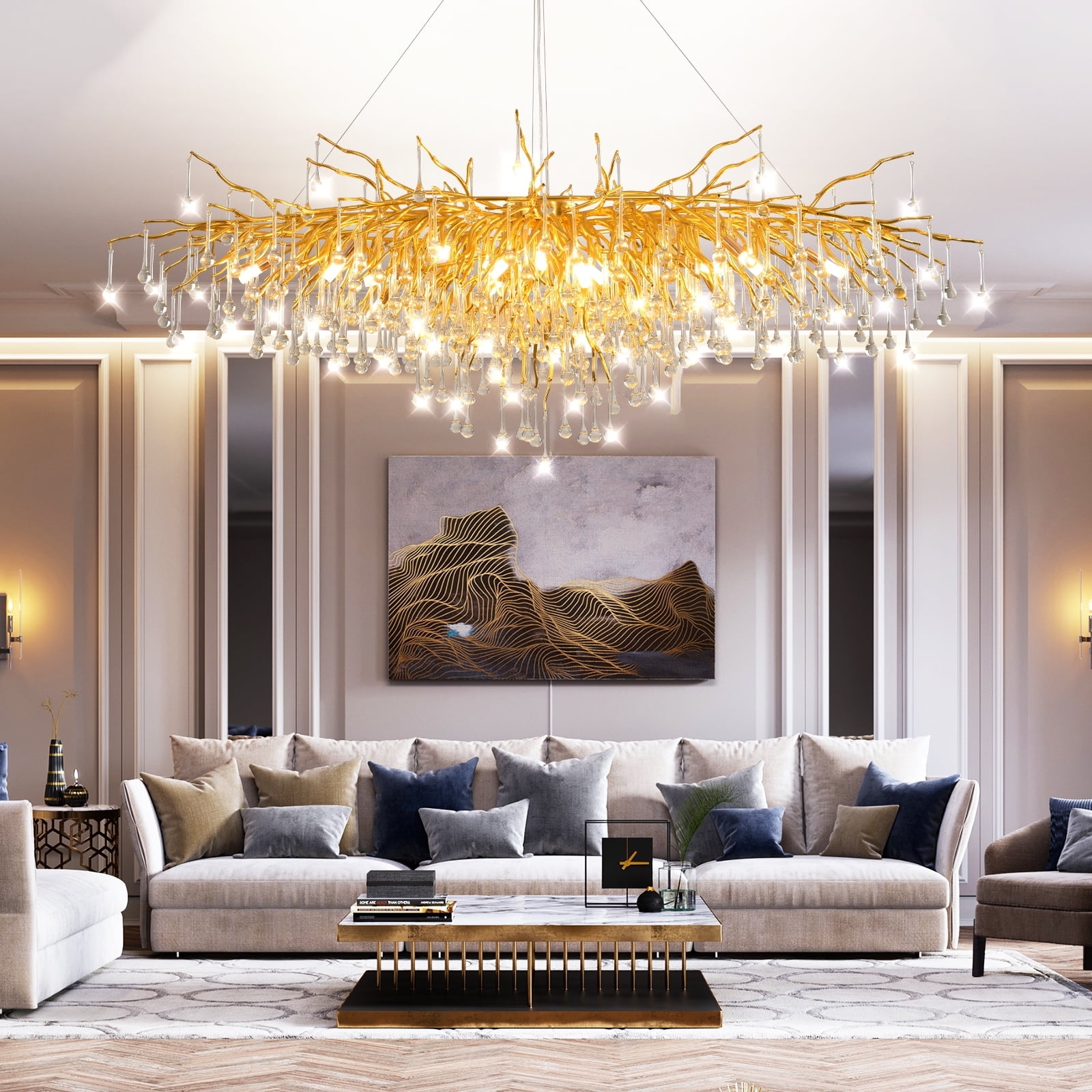 Crystal Chandelier: 71-inch Organic Branch Shape Tree Light