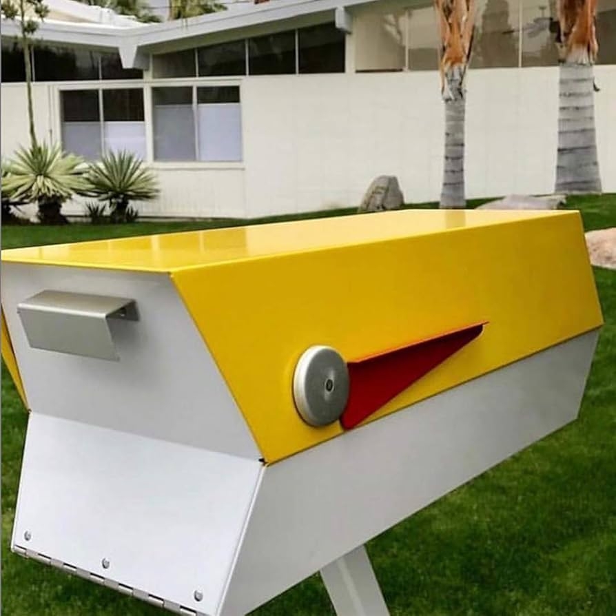 Curbside Mailbox Red Pivoting Flag Yellow Two Tone