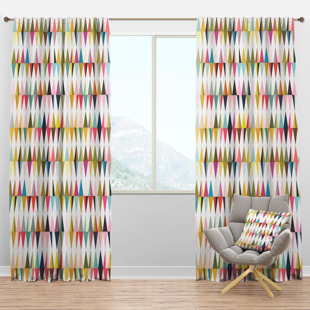 Curtain Panel Diamond Pattern Multi Color Colorful Retro Panels