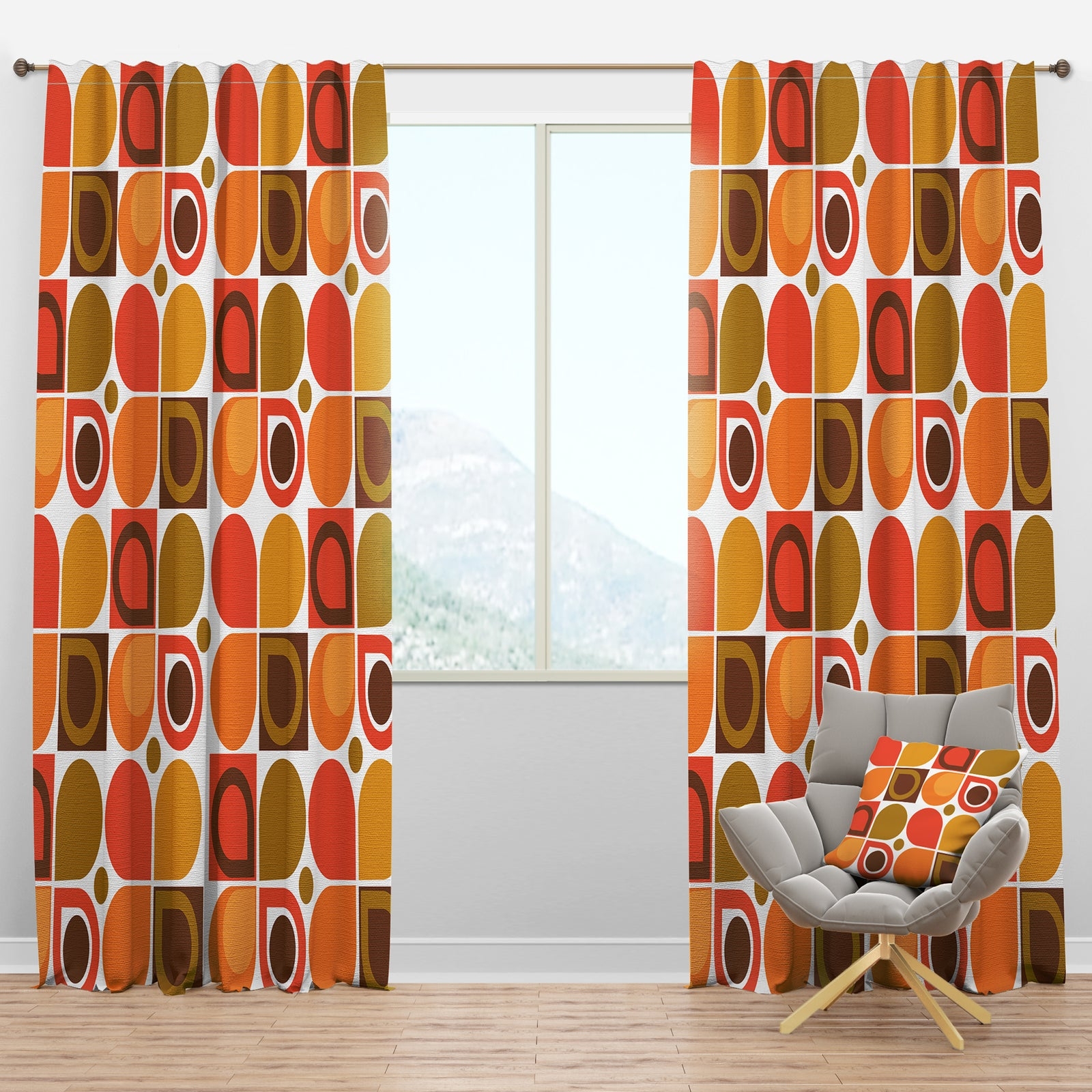Curtain Panels Earthy MCM Palette Burnt Orange Window Panels