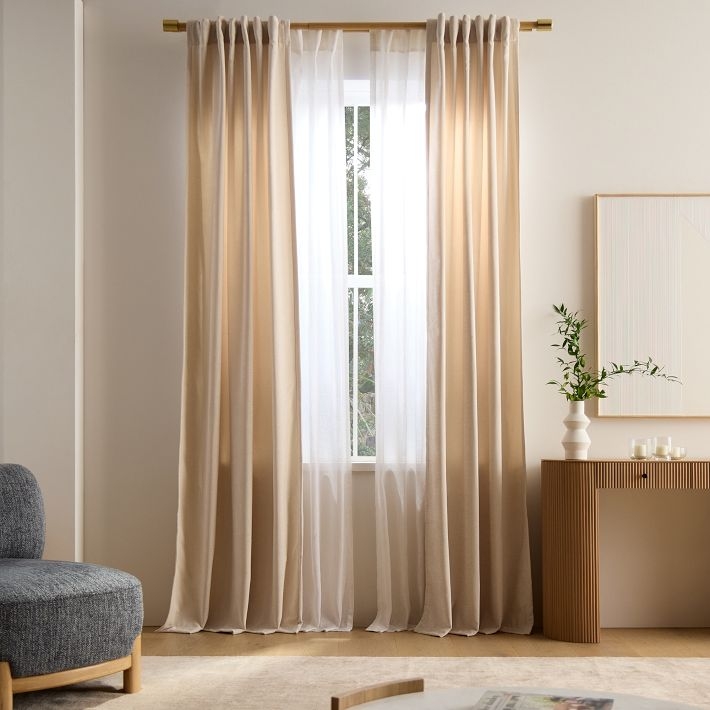 Curtain Rod Double Rod Design Antique Brass Mid Century Window Rod