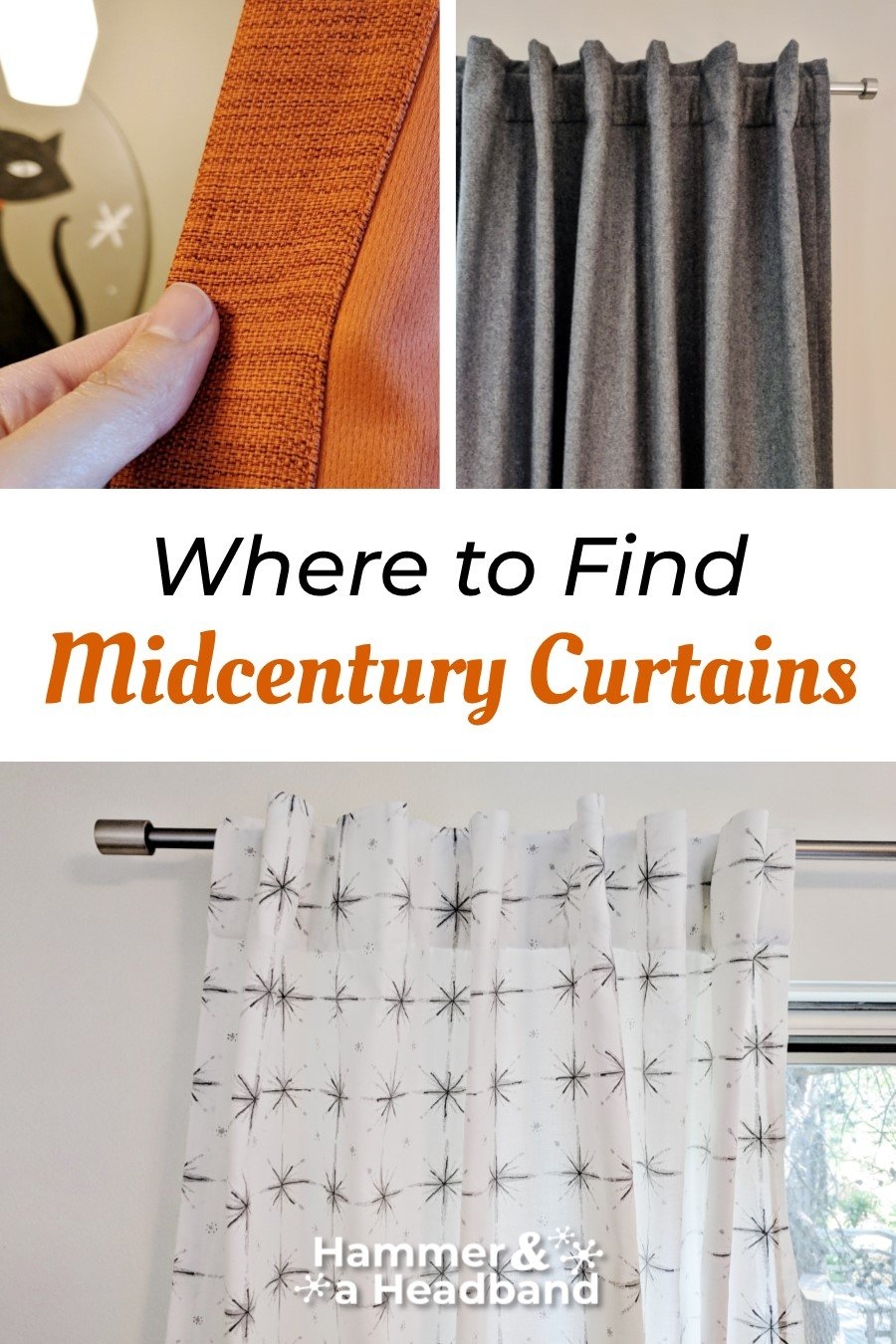 Curtains Atomic Starburst Motif Burnt Orange Vintage Atomic Pattern