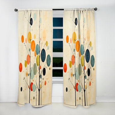 Curtains Minimalist Tree Motif Warm Beige Abstract Botanical Drapes