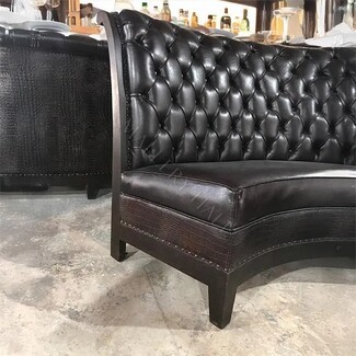 Curved Bench Crocodile Texture Black Tufted Curved Bench