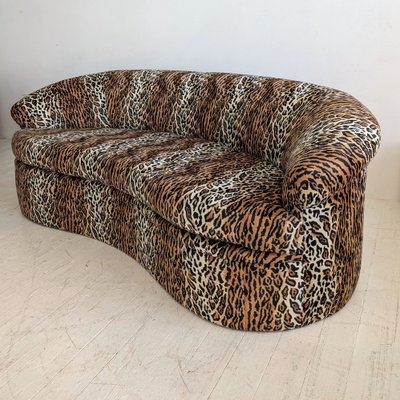 Curved Sofa Curvaceous 1980s Vintage Leopard Print