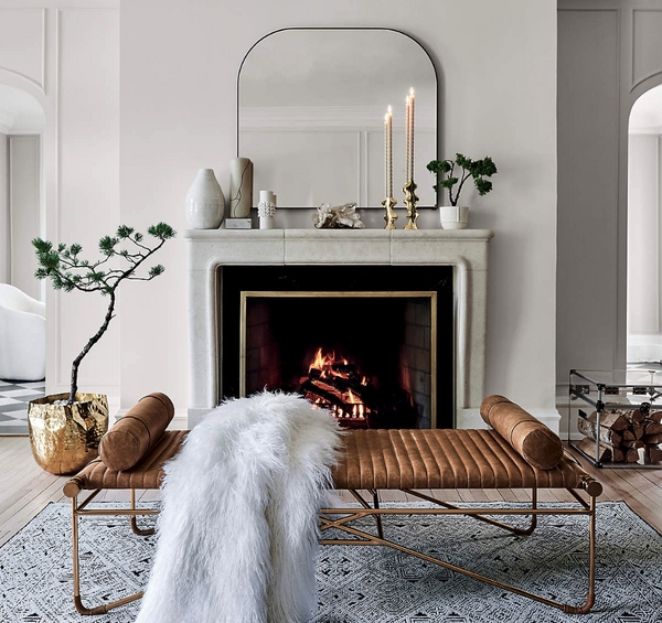 Daybed Channel Tufted Stylish Cognac Leather