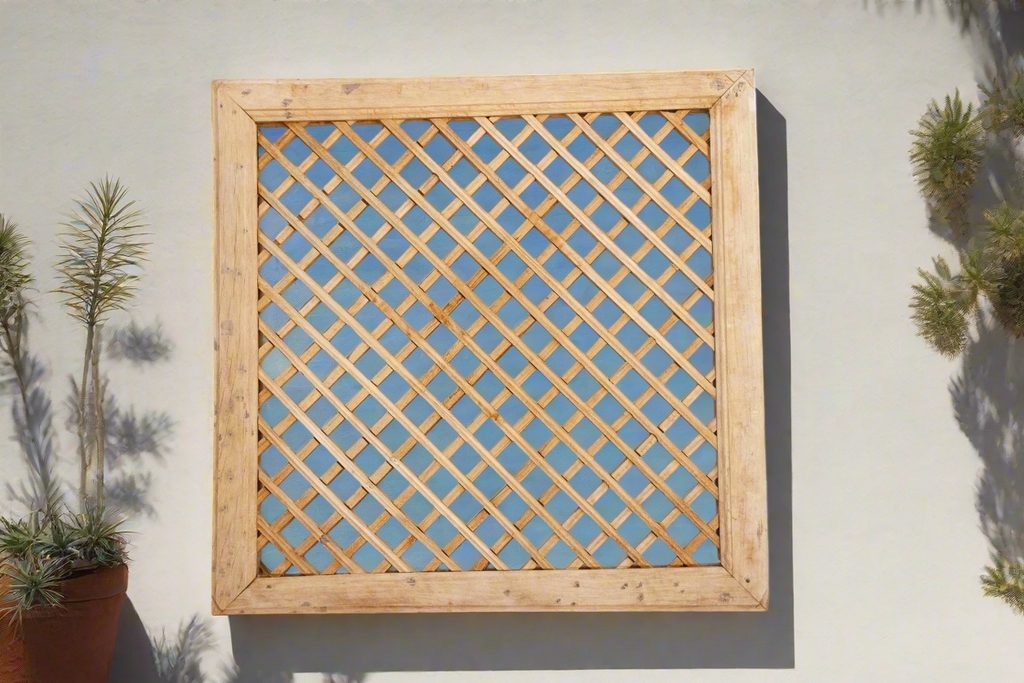 Decorative Lattice - Rustic Diagonal Wood Grid Weathered Wall Decor