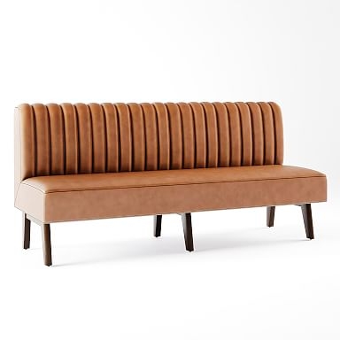 Dining Banquette Vertical Channel Tufted Leatherette