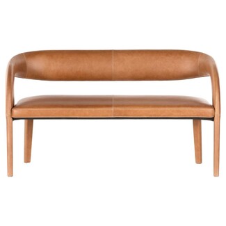 Dining Bench Curved Back Modern Cognac Bench With Arms