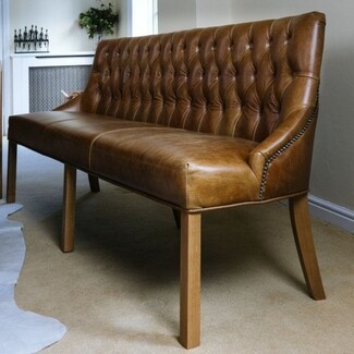 Dining Bench Diamond Tufting Nailhead High Back Seating