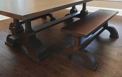 Dining Bench with Curved Arched Legs and Trestle Base
