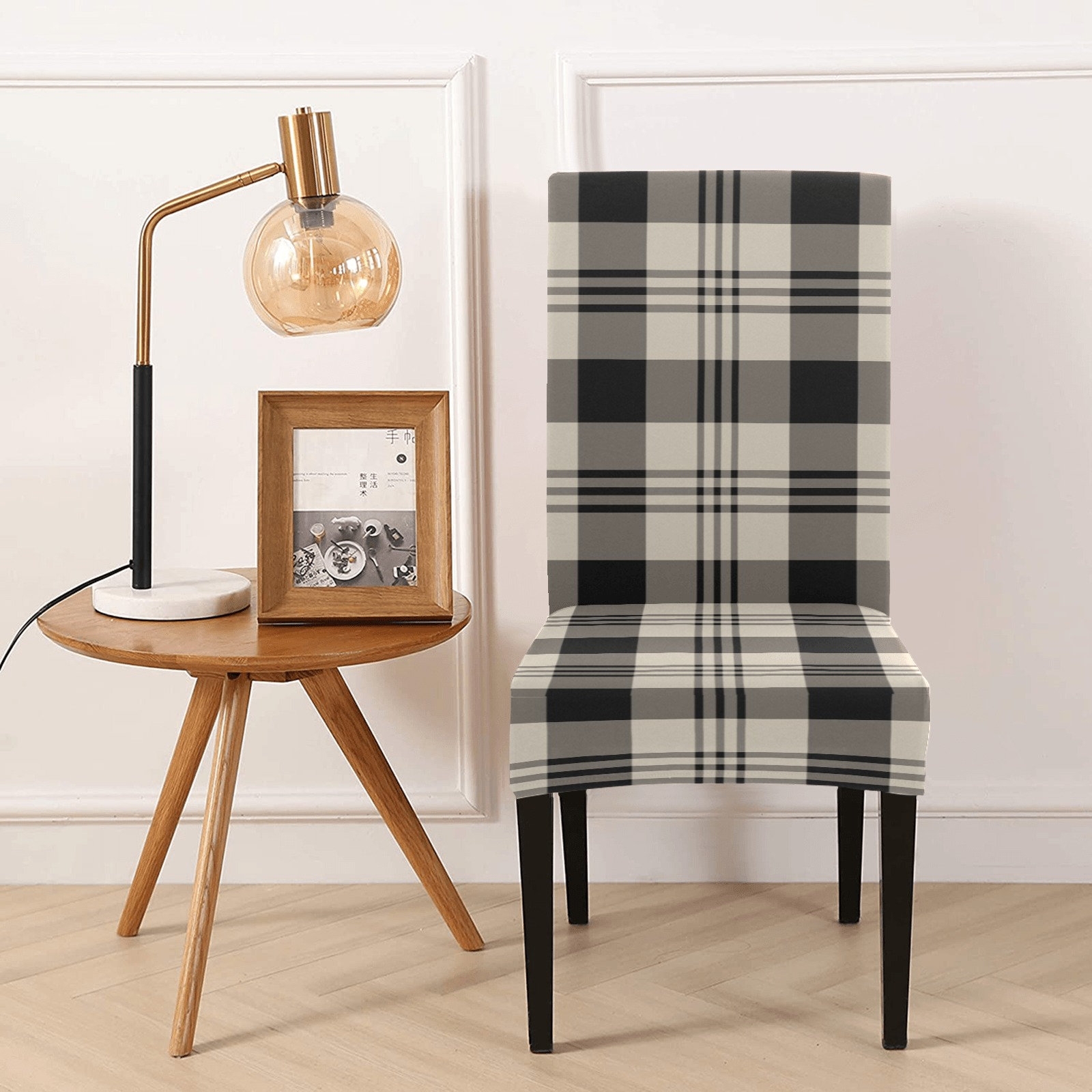 Dining Chair Slipcover in Stretch Fit and Modern Plaid