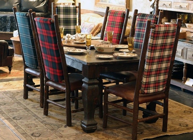 Dining Chair with Branch Style Frame and Tartan Fabric