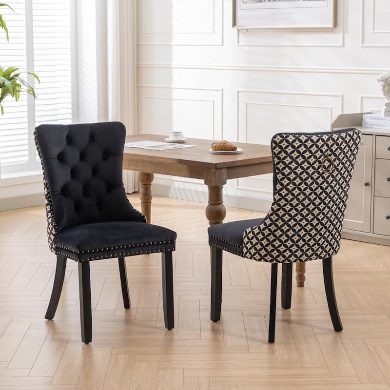 Dining Chair with Ring Pull Handle and Geometric Pattern