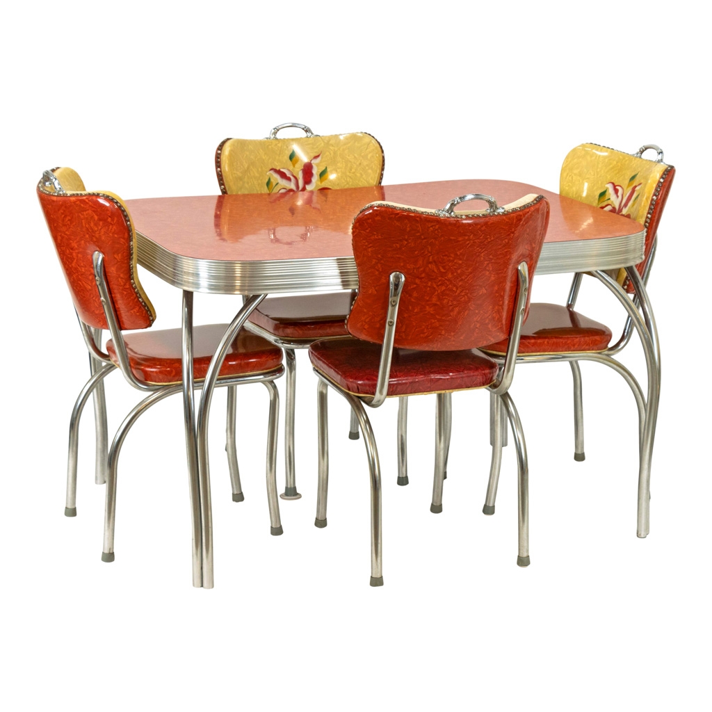 Dining Set with Chair Handles and Mid-Century Formica Table