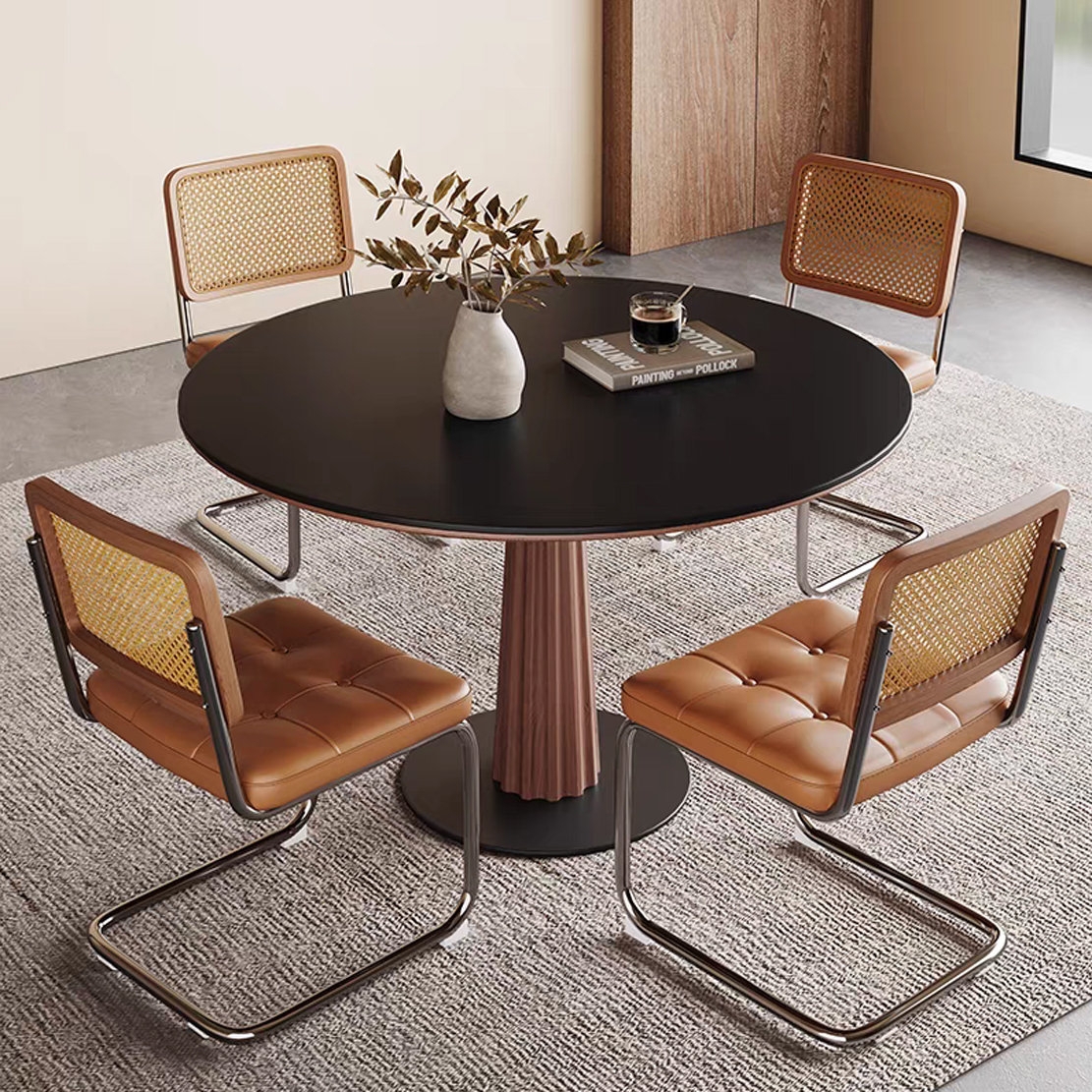 Dining Set with Fluted Pedestal and French Retro Dining Set