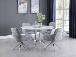 Dining Set with Quilted Upholstery and Chrome Leg Dining Table