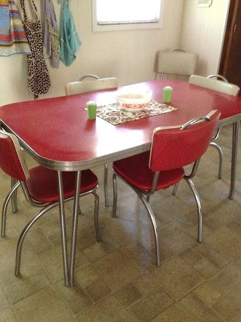 Dining Set with Vibrant Red Laminate and Retro Red Dining Set