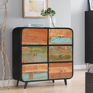 Double Dresser Reclaimed Wood Rounded Iron Frame Storage Unit