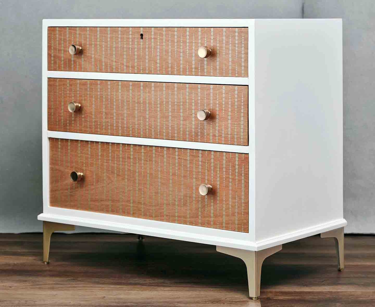 Dresser Metallic Gold Pattern Gold Pattern Wood Chest Tapered Gold Legs
