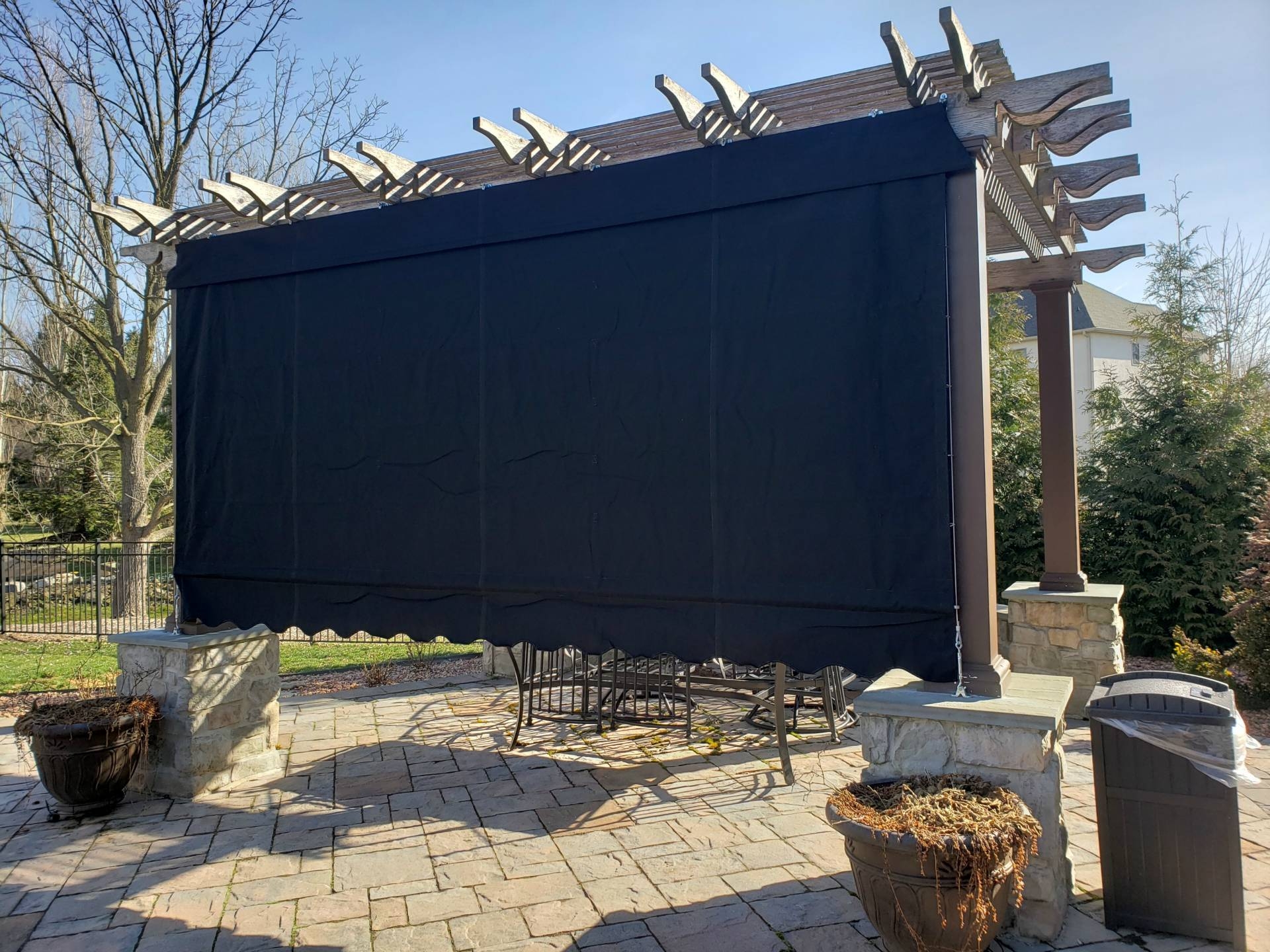 Drop Curtain Scalloped Edge Charcoal Black Pleated Header