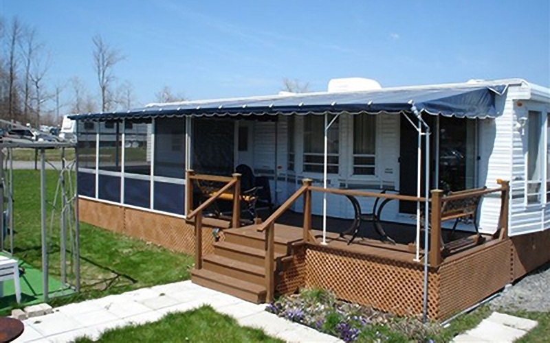 Enclosed Porch Kit Navy Blue Awning and Screens