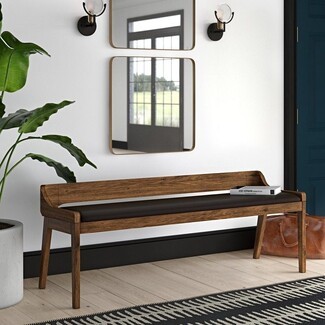 Entry Bench Walnut Low Back Tapered Legs Wraparound Frame